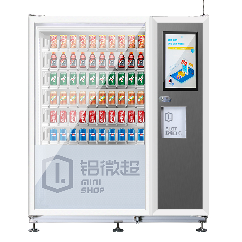SWIFT Nuevo modelo Tienda de conveniencia de aluminio Combo automático de bebidas frías Anuncio Máquina expendedora de autoservicio con pantalla LCD